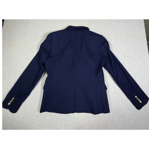 J Crew Women 6 Blue Wool Blend 2 Button Blazer Classic Tailored Office Career - Picture 2 of 11